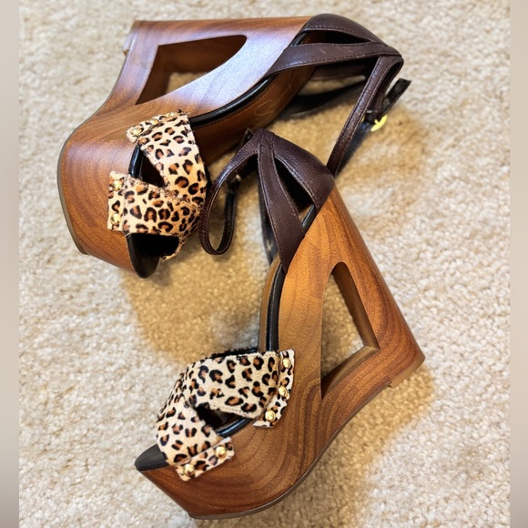 Jessica Simpson Leopard Print Cutout Wedge Sandals - Picture 5 of 7